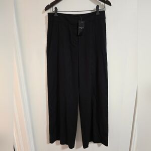Tahari ASL Black Wide-Leg Pants Rayon Linen Size 8 M